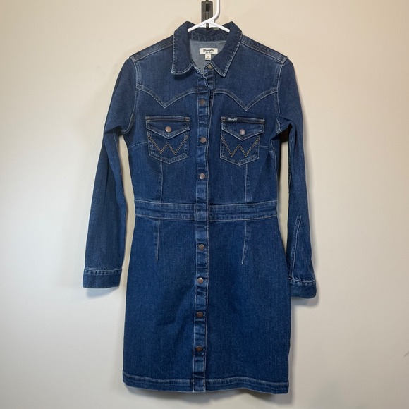 Wrangler Retro Dresses & Skirts - NWT Wrangler Retro Women's Small Long Sleeve Denim Dress Snap up Blue Jean SEE
